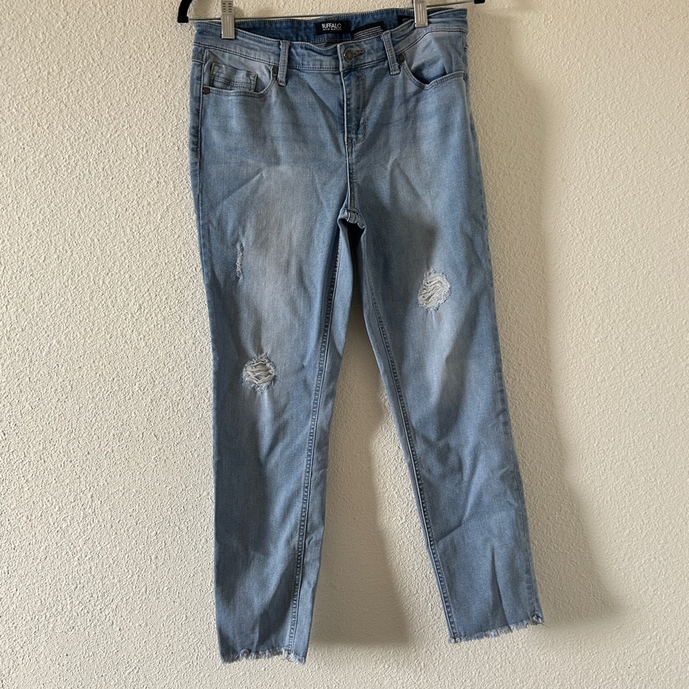 Buffalo Jess Rip Repair Mid Rise Skinny Stretch Jeans Women’s 10/30 Blue